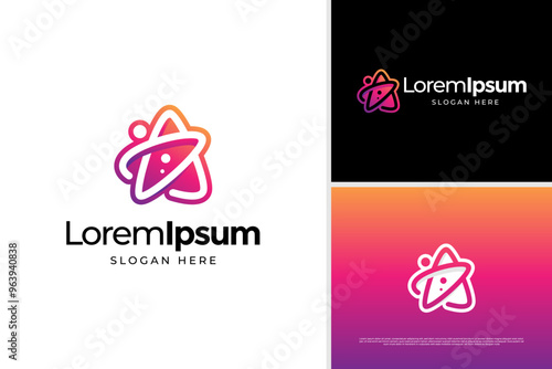 Elegant star tech logo vector design template