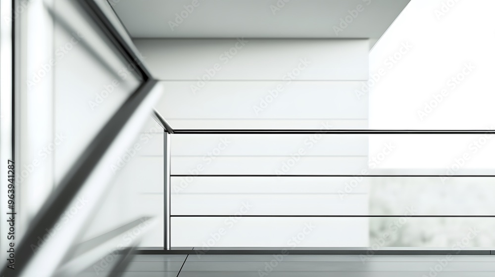 Obraz premium A close-up of a modern, sleek handrail with clean lines in a minimalist space