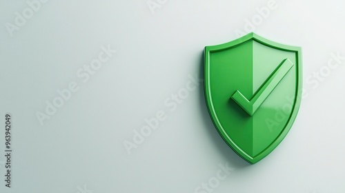 Wallpaper Mural Green Shield with Check Mark   Security and Safety Concept Torontodigital.ca