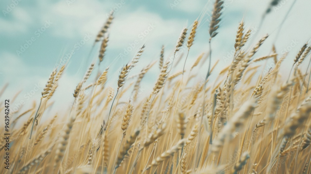 Fototapeta premium Golden Wheat Field Under a Blue Sky
