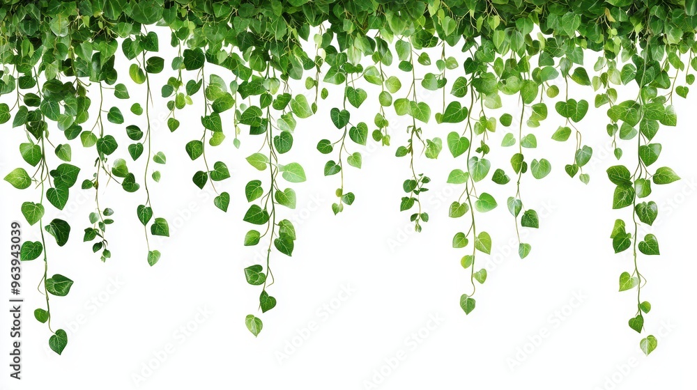 Green Ivy Vine with Leaves Hanging Isolated on White Background Green Ivy Vine with Leaves Hanging Isolated on White Background