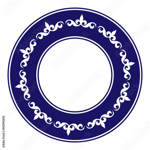 Vector Kazakh national round pattern, frame, ornament. Workpiece for your design.Ethnic ornament peoples of Asia, Kazakhs, Kirghiz, Uzbek, Mongols, Turkmens. For sandblasting and ceramics