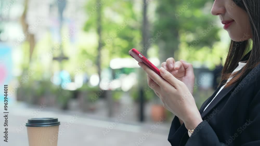 custom made wallpaper toronto digitalA woman looking at her smartphone on a street corner