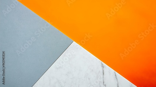 Orange, Grey, and Marble Background. Geometric Color Block Design. Modern and Creative.