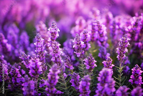 Close-up photo of beautiful purple lavender flowers.