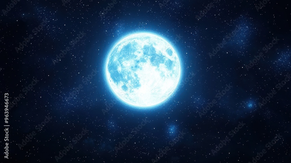 Obraz premium Full Moon Night Sky with Stars Background