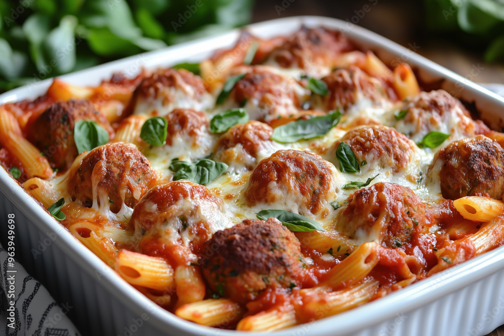 Pasta casserole and baked meatballs Pasta casserole and baked meatballs