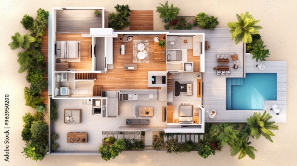 A contemporary villa design with floor plans A contemporary villa design with floor plans