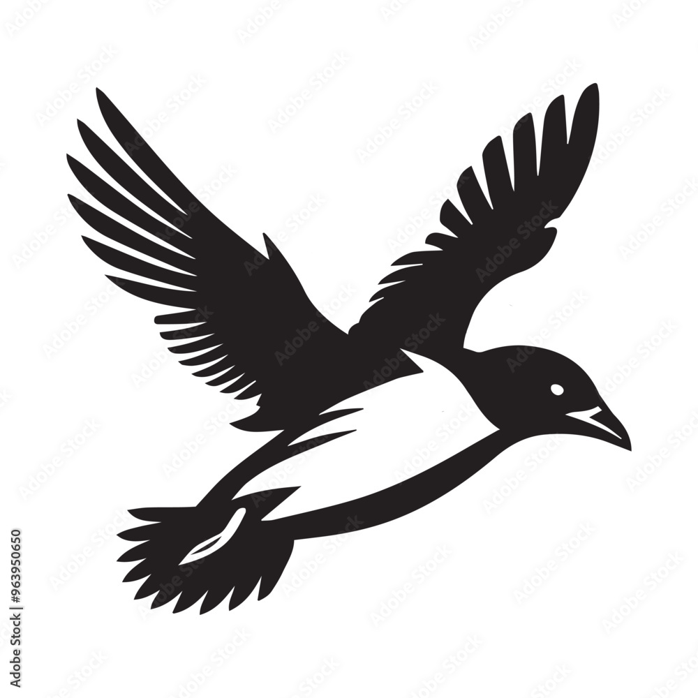 Obraz premium Little Auk Bird Silhouette Clipart - Dovekie Vector Illustration in black and white