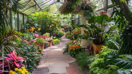 Vibrant Greenhouse with Lush Greenery