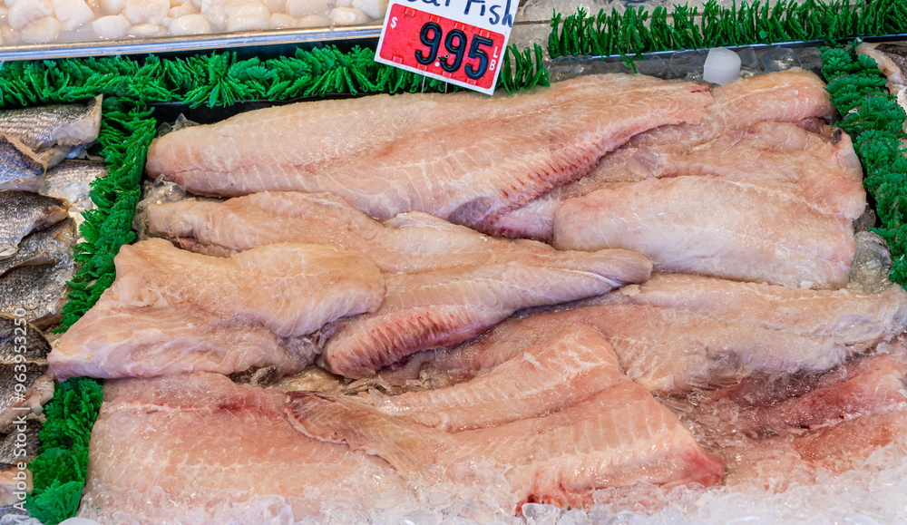 Cat fish fillets in fresh fish market