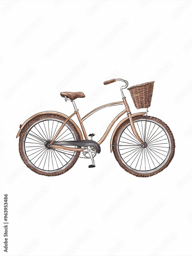 Fototapeta premium A vintage-style bicycle with a wicker basket.