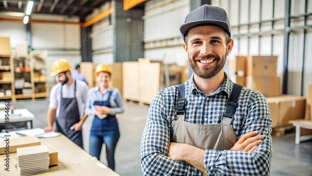 Confident Factory Worker Standing with Arms Crossed. Confident Factory Worker Standing with Arms Crossed.