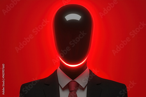 Faceless figure in a suit with glowing red head photo