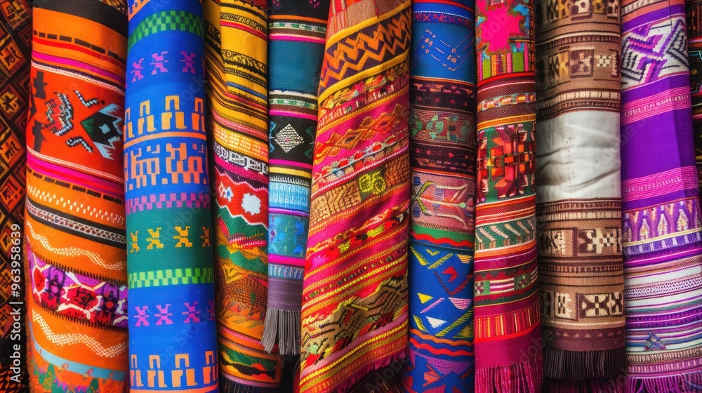 Vibrant Colorful Textiles Display Vibrant Colorful Textiles Display