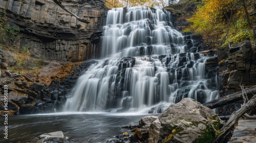 Majestic Waterfall in Autumn
