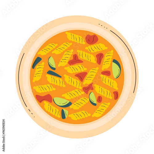 pasta fusilli and vegetables