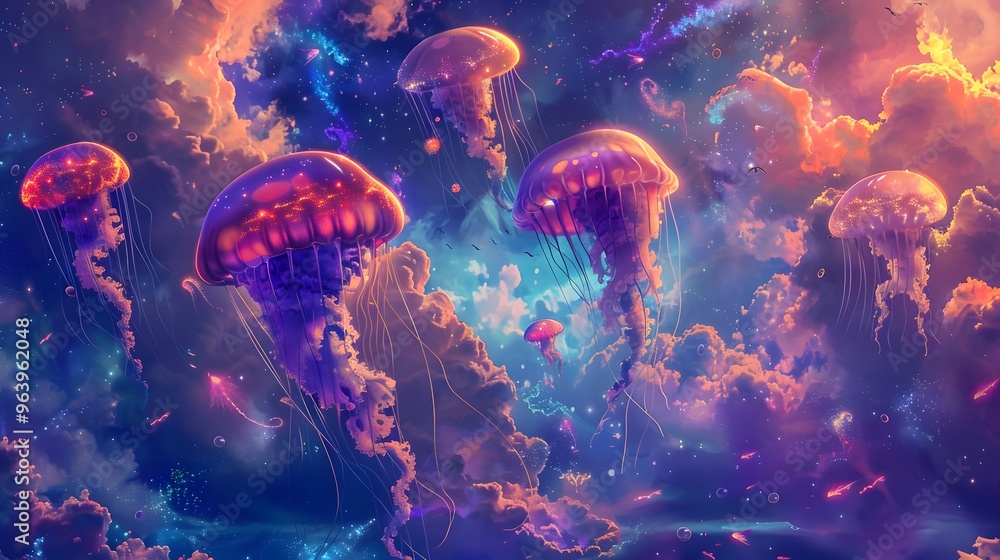 Surreal Jellyfish in a Dreamy Sky Surreal Jellyfish in a Dreamy Sky
