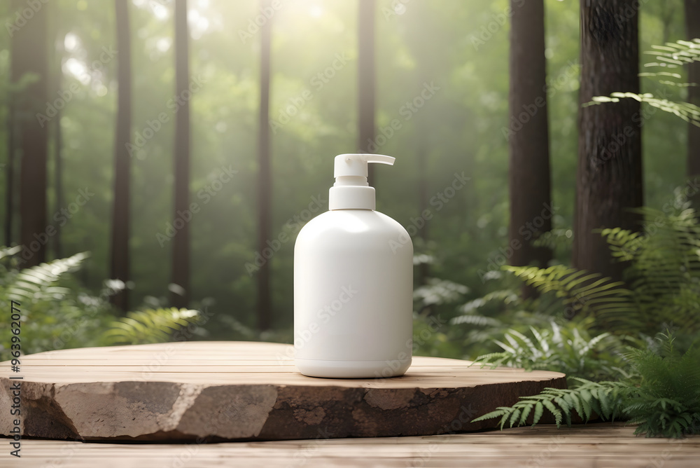 Natural Cosmetic product presentation. Ourdoors garden placement. White blank Jar shampoo bottle. 3d illustration content
Natural Cosmetic product presentation. Ourdoors garden placement. White blank Jar shampoo bottle. 3d illustration content