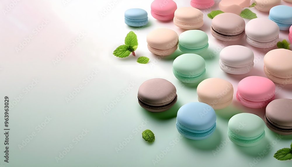 3d render of multi-colored macarons on a white background. 3d render of multi-colored macarons on a white background.