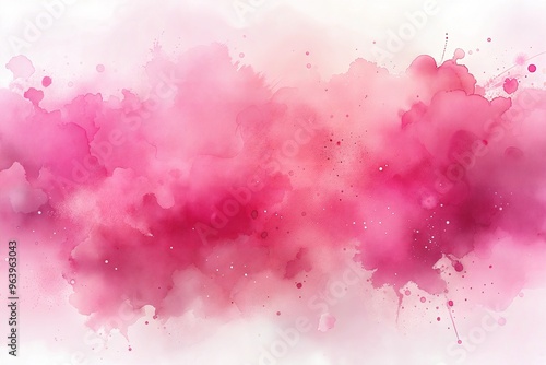 Vibrant pink abstract watercolor ink wash art with shades of white and red photo