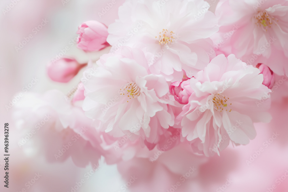 Soft Pink Cherry Blossom Flowers in Full Bloom, Delicate Floral Background Soft Pink Cherry Blossom Flowers in Full Bloom, Delicate Floral Background