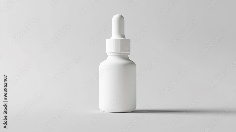 Minimalistic white dropper bottle on a seamless white background. Clean, modern packaging design for skincare, beauty, or medical products. Focus on simplicity and purity with a sleek, neutral design. Minimalistic white dropper bottle on a seamless white background. Clean, modern packaging design for skincare, beauty, or medical products. Focus on simplicity and purity with a sleek, neutral design.