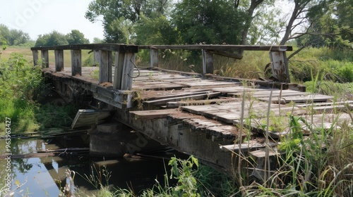 A Rustic Wooden Bridge Over a Stream