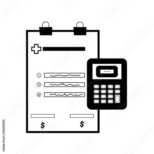  Medical billing and payment icon. Medical records, medical tests, medical bill vector design.