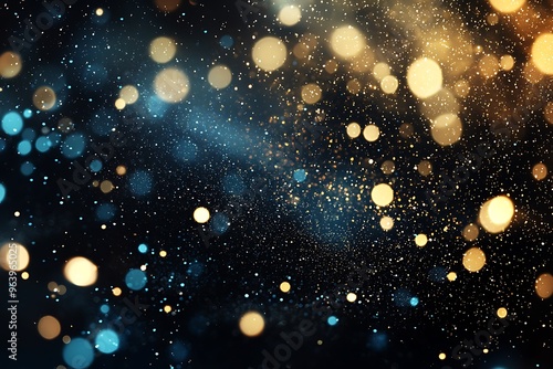 Magical Bokeh: A Glimmering Fusion of Blue and Gold Lights