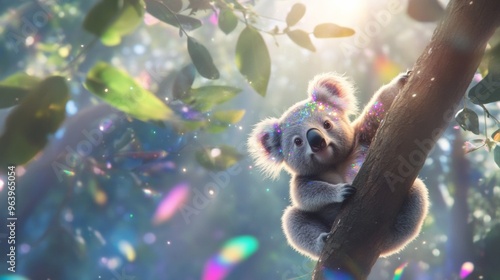 A whimsical koala with holographic fur photo