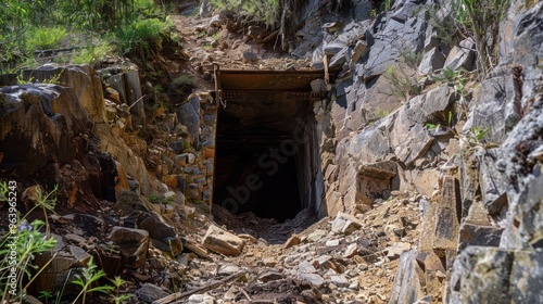Dark Entrance to a Mountain Mine