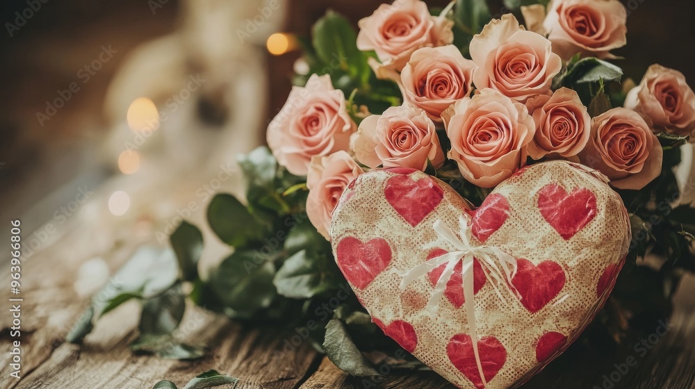 Fototapeta premium Roses and heart wrap