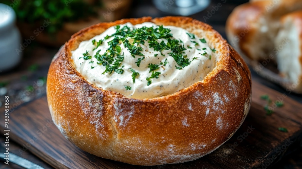 Bread bowl, cream cheese Bread bowl, cream cheese