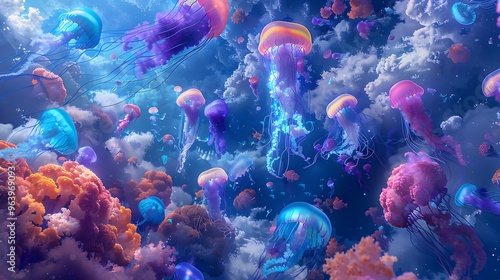 Wallpaper Mural Dreamy Jellyfish in a Sky of Clouds Torontodigital.ca