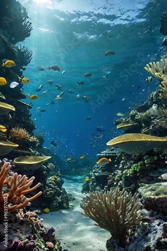 coral reef and diver_ Generated by Ai