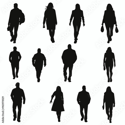 A collection of silhouetted figures walking, representing diverse individuals in motion.