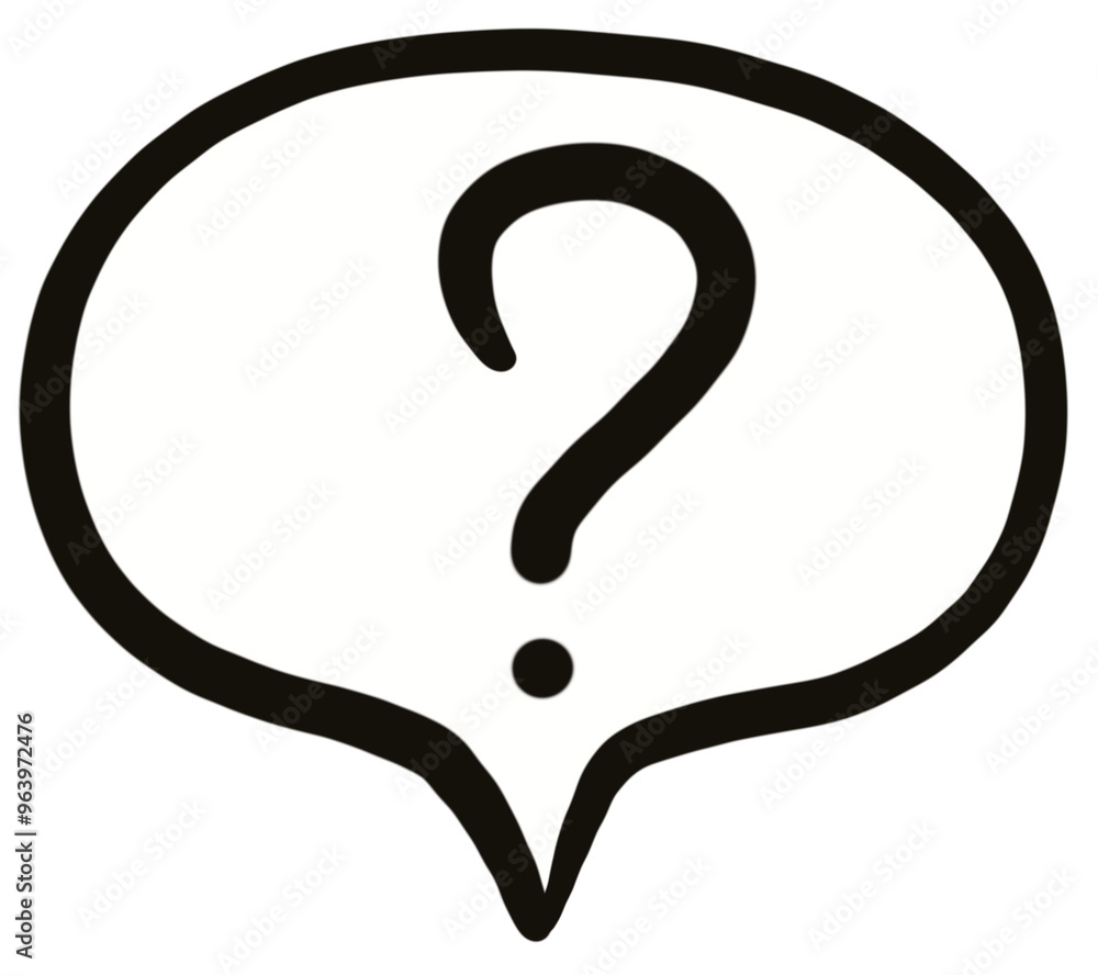 Illustration of a question mark, confused, in a speech bubble, white background. Illustration of a question mark, confused, in a speech bubble, white background.