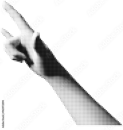 Vector element in retro halftone style. Human hand gesturing with halftone dotted pattern. Pop art paper cut elements.