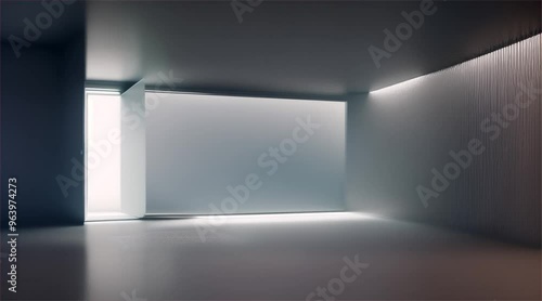 Wallpaper Mural 3D rendering of interior of building, hotel corridor, modern empty white room with door and window with warm light. Torontodigital.ca