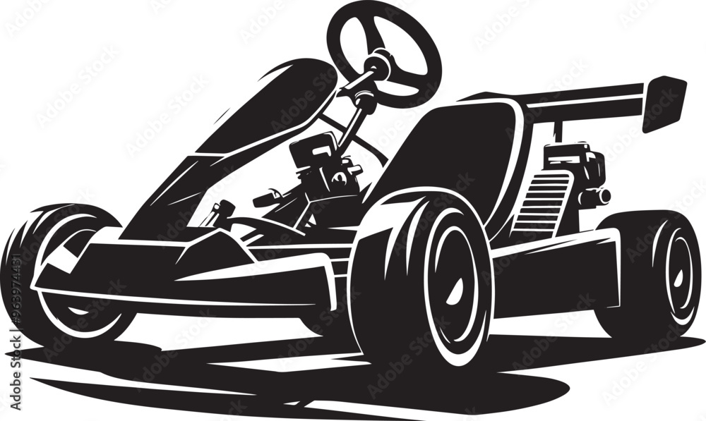 Go-cart silhouette vector illustration isolated on a white background Go-cart silhouette vector illustration isolated on a white background