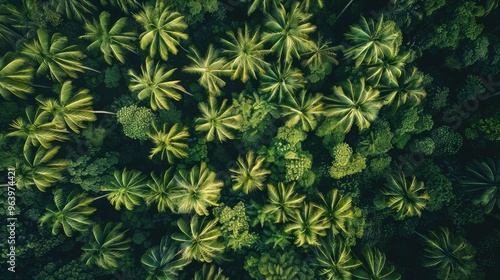 View of tropical forest from a height photo