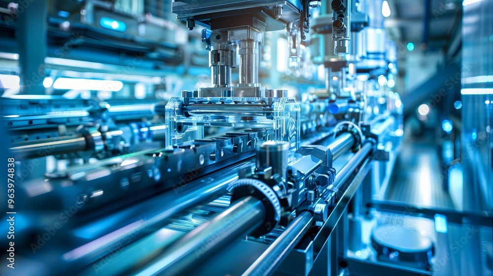 Futuristic industrial machine with modular, interchangeable components for flexible production Futuristic industrial machine with modular, interchangeable components for flexible production