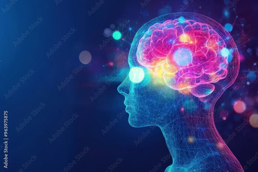 Neural oscillation visual cortex and neurolinguistics neural brain illuminated with glowing pathways visualizing artificial intelligence and brain activity Neural oscillation visual cortex and neurolinguistics neural brain illuminated with glowing pathways visualizing artificial intelligence and brain activity
