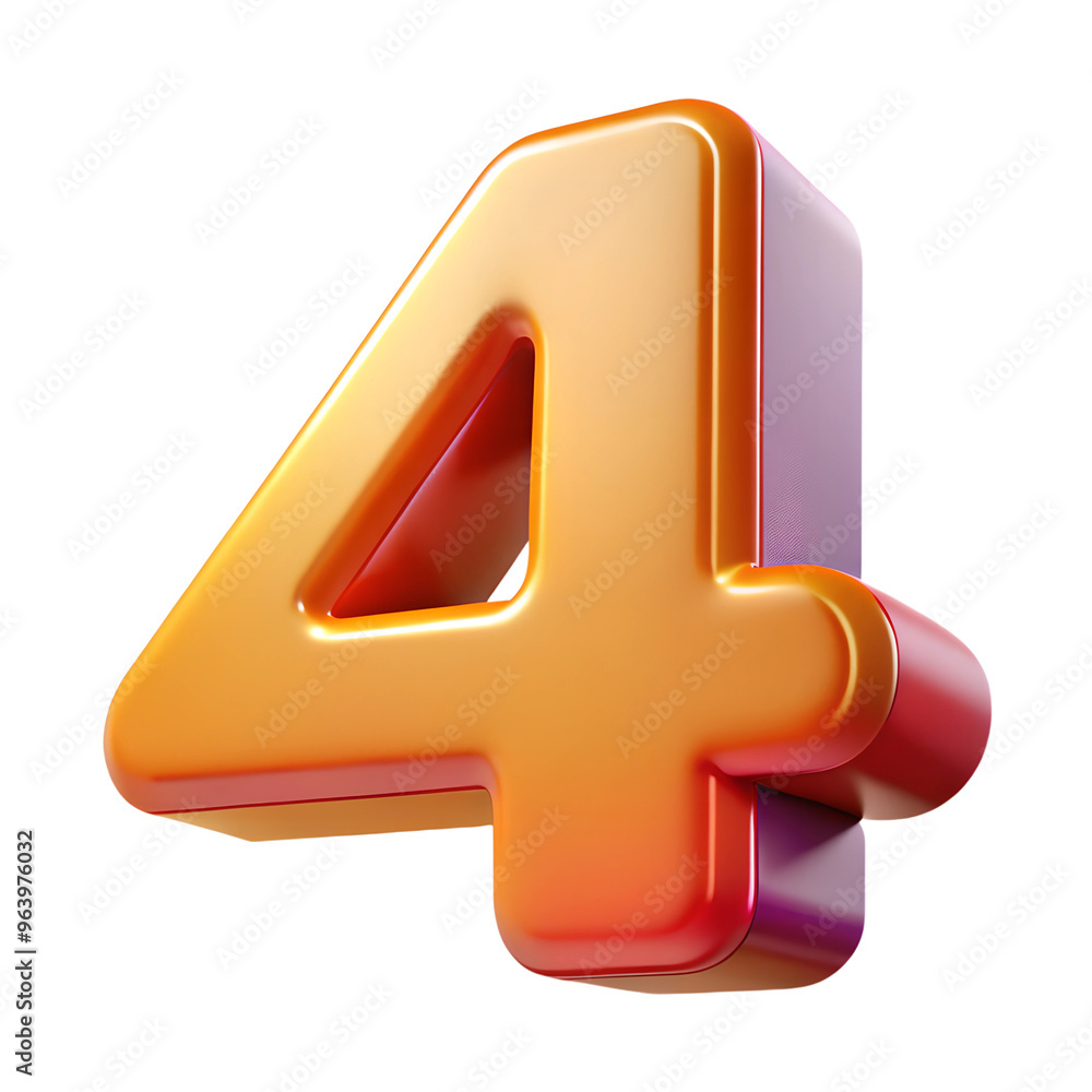 Number 4 3d in Plastic style on a white background Number 4 3d in Plastic style on a white background