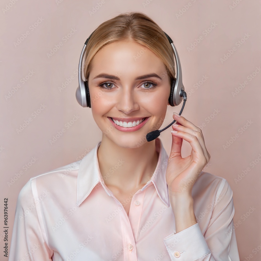 a customer care woman with a smiling face high quality image. AI Gerative Image a customer care woman with a smiling face high quality image. AI Gerative Image