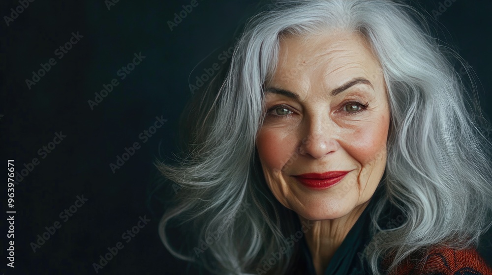 A striking portrait of an older woman with silver hair, deep lines on her face, and a warm, knowing smile. A striking portrait of an older woman with silver hair, deep lines on her face, and a warm, knowing smile.
