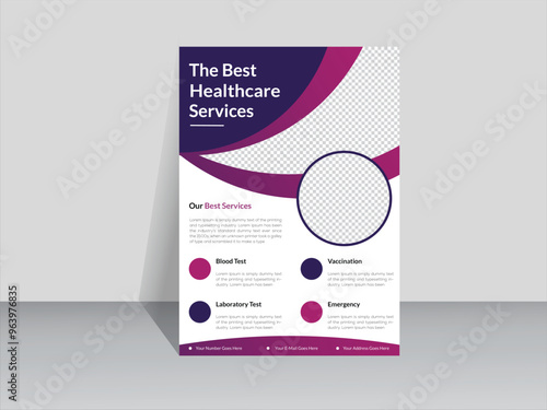 Corporate healthcare and modern colorful medical cover and back page a4 flyer design template for print.