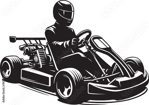 Go-cart silhouette vector illustration isolated on a white background