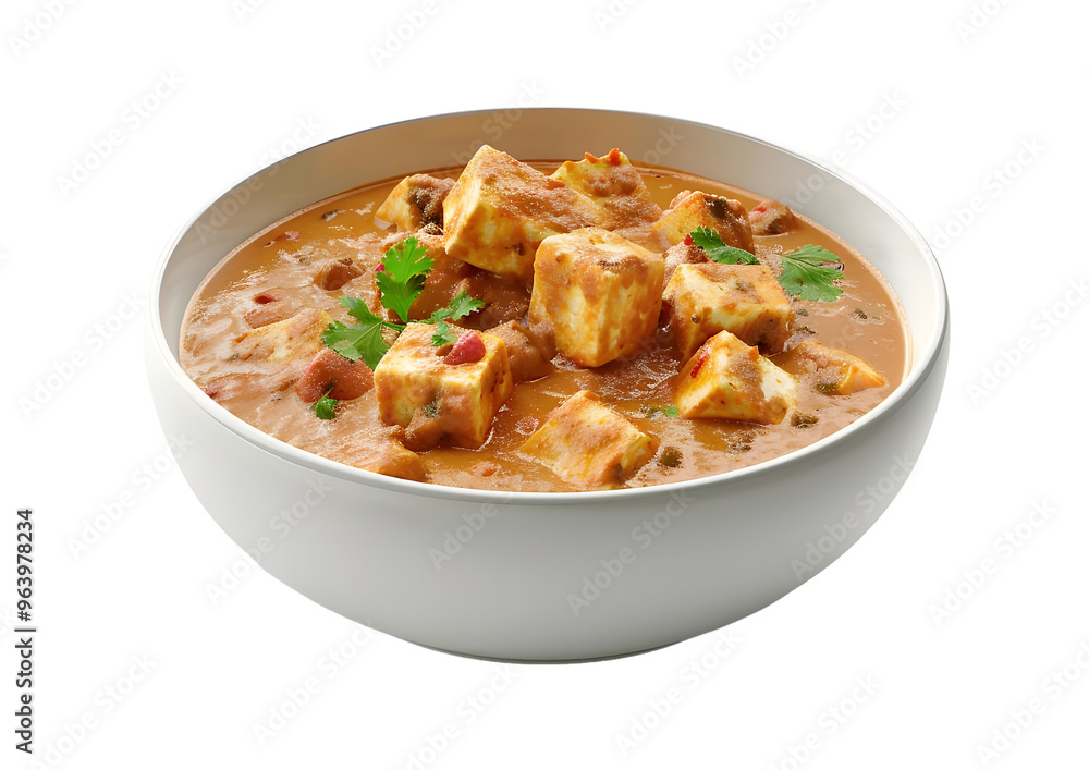 Lentil soup garnished with fresh herbs in a black bowl. Isolated on a transparent background. Lentil soup garnished with fresh herbs in a black bowl. Isolated on a transparent background.